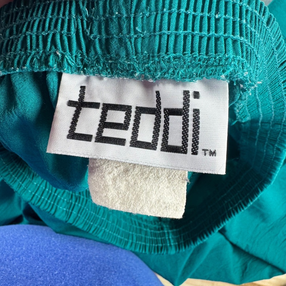 Vintage Teddi Tracksuit Teal Green 2 Piece Set Pleated Jacket Pants Womens Med. - Picture 10 of 13